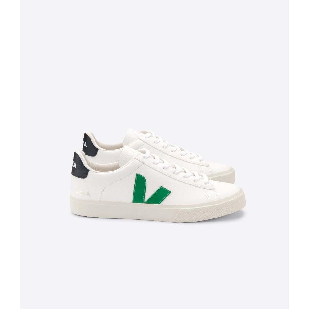 Veja CAMPO CHROMEFREE Women\'s Low Tops Sneakers White/Green | NZ 596GSO